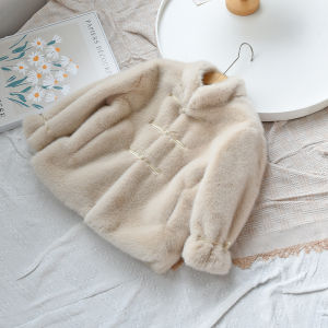 New Winter Clothes Cotton Jacket Childrens Faux Fur Mink Coat Girls National Style Fur Sweater Baby Fashionable Top