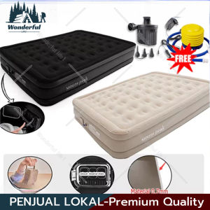 (Single Dan Double) Kasur Angin Termasuk Bantal Kasur Angin Pompa Otomatis Kasur Tiup Double Kasur Tiup Air Bed Queen Kemah Indoor Dan Outdoor Anti-kempes Kasur Bantalan Tidur Kasur Tiup