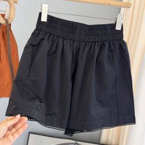 LIYANGANG | Lace Trim High Waist A-Line Slim Fit Shorts