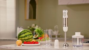 BioloMix 1000W 4-in-1 Immersion Hand Stick Blender Mixer Vegetable Meat Grinder 500ml Chopper Whisk 600ml Smoothie Cup