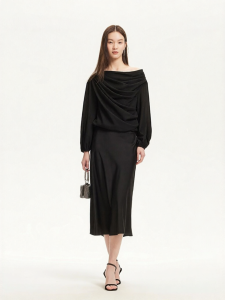 Vero Moda | Autumn New Elastic Hem Glitter Fabric Flounce Elegant Top