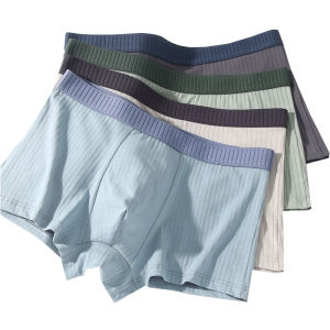 4 ชิ้น/เซ็ตผ้าฝ้ายคุณภาพสูงผู้ชายชุดชั้นใน Antibiotic Boxer กางเกงขาสั้นยืดหยุ่น Breathable Men Underpants นุ่มชายสั้น