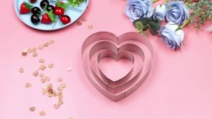 XMSJ | 3Pcs Stainless Steel Square Tart Ring Set 10/15/20cm DIY Heart Mousse Cake Baking Rings Baking Tools Love Shape Dessert Mould