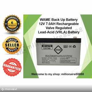 WAME Back Up Battery 12V 7.0Ah Rechargeable Valve Regulated Lead Acid (VRLA) Battery