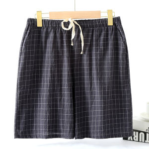 Mid-Waist Cotton Linen Blend Mens Sleepwear Shorts Breathable Comfortable Home Loungewear for Casual Summers