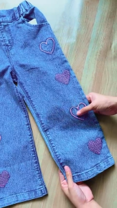 3-12tahun celana kulot anak perempuan bordir love fashion anak korean style celana panjang denim anak