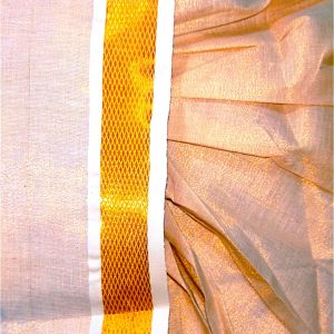 Panchakacham Kids Dhoti Pants Copper Rose Gold Tissue Zari Cotton With Pattu Borders For Baby Boys and Kids Age 1 to 10 years