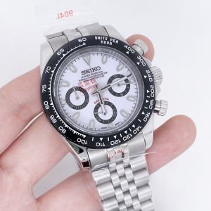 Stainless Steel Dial Modified 40mm Quartz Watch Dial Strap Sapphire Flat Mirror Glass for Japan Vk63 Movement with s logo