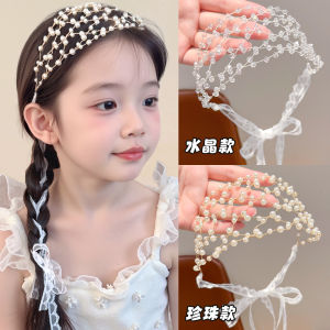 Princess Style Childrens Hairband Crystal Pearl Braided Girls Headband No Damage Braids Girls Headwear Knots Hair Accessories
