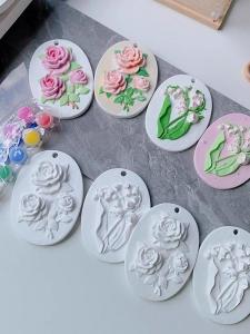 Gypsum Tulip Handmade Diy Graffiti Color Painting Relief Picture Desktop Decoration Student Desk Sculpture Team Building Activity