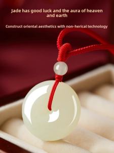 Heitan Jade Pendant Necklace Couple Set Snake Year Peace Buckle Womens Style Gift for Girlfriend Boyfriend Fashion Jewelry