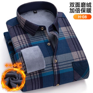 Winter Warm Mens Plaid Shirts Thickened Flannel Casual Menswear Long Sleeve Plus Size Office Workwear Casual Male Check Shirts