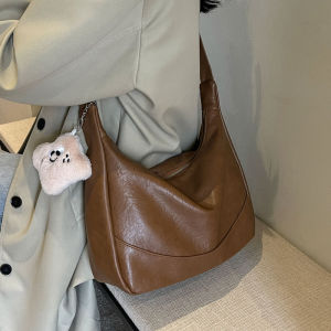 Casual Large Capacity Soft Crossbody Bag Simple Fashion Trendy New 2025 Single Shoulder Bag Soft PU Leather Leisure Tote Bag