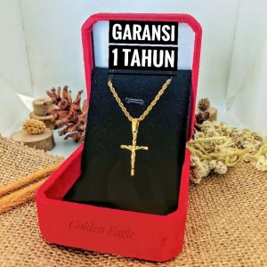 Kalung liontin salib | Bahan Original Titanium Bukan Yang Campuran | Kalung Anti Karat & Tidak Bikin Alergi | Kalung Pria & Wanita