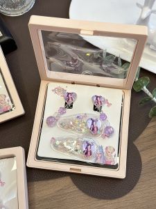 Sweet Princess Birthday Gift Childrens Hair Clips Sandflow BB Clamp Ear Clip Set Girls Fashion Jewelry Alloy Handmade Embellishment