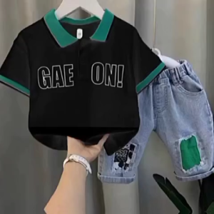Setelan Baju Anak Laki-laki Denim GaeON Usia 1-5 Tahun Terbaru