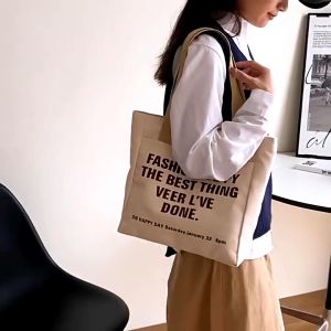 TÚI TOTE ĐEO VAI CANVAS KHÓA KÉO PHOM TO ĐỰNG VỪA LAPTOP THỜI TRANG