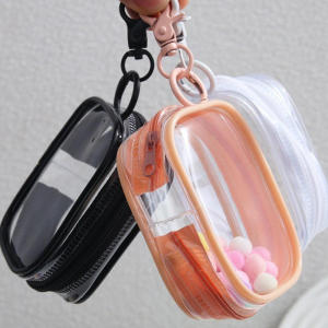 1/2PCS PVC Transparent Mini Storage Bag Mystery Keychain Cute Doll Earphone Charger