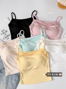 Slim Fit Short Womens Camisole Top Inner Wear Base Shirt Folded Chest Pad Small Vest Spring Autumn New Style Commute Style