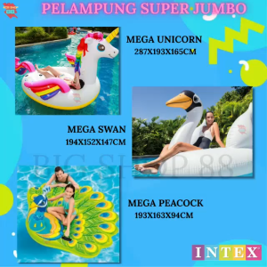 INTEX PELAMPUNG JUMBO BESAR  MEGA UNICORN SWAN PEACOCK KUDA PONI ANGSA MERAK ISLAND RIDEON GIANT FLOATIES 57281 56287