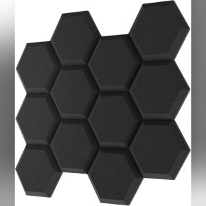 BEIYIN Large Hexagon Acoustic Soundproof Foam Panels Sound Insolation Foam Noise Dampening Sound Absorption Foam Tiles Fireproof for Studios/Home/Offices/KTV