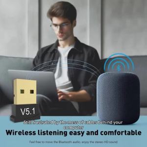 xiede | USB Bluetooth 5.4 Adapter Audio Dongle Adapter Mini USB Wireless Receiver/Transmitter For PC/Laptop Driver Free For Win10/11