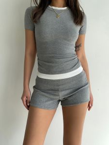 Low Waist Design Foldable Short Pants Fitness Sports Tighten Casual Pants Street Style Womens Premium Fashion Clothing