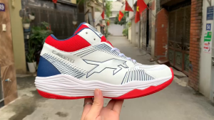 Giày Bóng Chuyền cao cổ VHD sói trắng đỏ navy Đế Cao Su Chuyên Sân Bê Tông