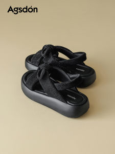 Agsdon | Beautiful Bow Summer Sandals Black Thick Sole