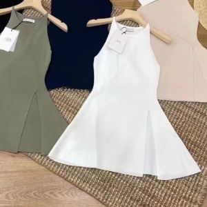 Spicy Lady Xẻ Tà Trắng Ice Lụa Vòng Cổ Dệt Kim Nhỏ Dây Đeo Vai  Áo Hai Dây Áo Khoác Ngoài Mùa Hè Nữ Cộc Tay Không Tay Áo