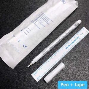 1pcs Eyebrow Tattoo Skin Marker Pen with Ruler Permanent Makeup White Medical Sterile Surgical Microblading Supplies