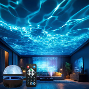 UOSU | LED Night Light USB Water Wave Projector with Remote Control 7 Lighting Modes Bedroom Atmosphere Lamp Room Home Party Decor Gift