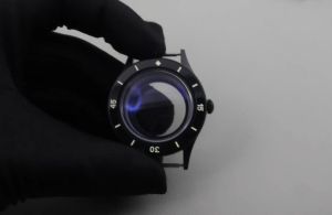 Retro 40mm Luminous Bezel Diving Double Domed Coated AR Sapphire Glass Titanium PVD Black Watch Case For NH34 NH35 NH36 Movement