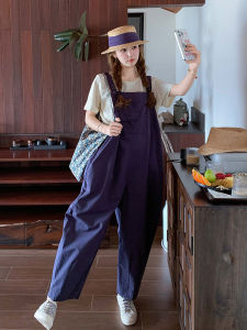 Casual Cool Sweet Style Blue Denim Overalls Womens Two-Piece Set Summer New Arrival Korean Version High Waist Long Pants