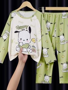 Girls Sleepwear Long Sleeve Thin Home Clothes Set Princess Pachat Dog Design Comfortable Soft Polyester Fiber for Spring Summer Autumn
