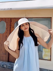 Women Full Neck  Sun Hat Wide Brim Shawl Bucket Hat Cycling Beach UV Protection Cap