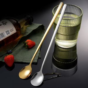 2 Pcs 304 stainless steel long handled mixing spoon long handled ice spoon for milk tea coffee and desserts use a cocktail mixing spoon