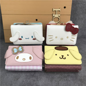 Ví Da PU Ngắn Thời Trang Thường Ngày Cho Nữ Hình Đầu Chó GINGER PU Có Khóa Kéo Đa Năng Có Ngăn Đựng Thẻ Hình Trái Tim