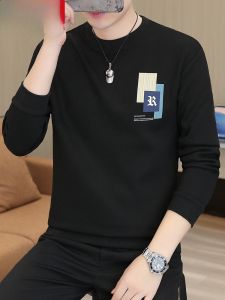 HENGYUANXIANG | เสื้อยืดคอกลมแขนยาวสำหรับผู้ชาย ทรงหลวม สไตล์ลำลอง แฟชั่นฤดูใบไม้ผลิ 2025 เสื้อชั้นในระดับไฮเอนด์ เสื้อสเวตเตอร์