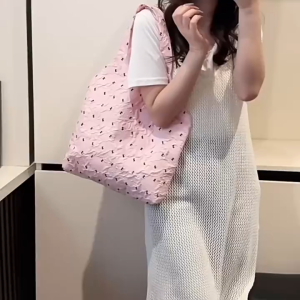 EchoBliss  โบว์พิมพ์ลายแฟชั่นแบบใหม่มีเอกลักษณ์ส่วนตัวสะพายไหล่สะพายข้างใต้วงแขนกระเป๋าโท้ทสำหรับผู้หญิงกระเป๋าเสื้อกั๊กความจุขนาดใหญ่กระเป๋าหญิง