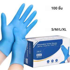 10-100PCS Blue Nitrile ถุงมือแบบใช้แล้วทิ้ง Latex ฟรีความปลอดภัยถุงมือทํางานสําหรับทําความสะอาดห้องครัวช่างอัตโนมัติถุงมือป้องกัน