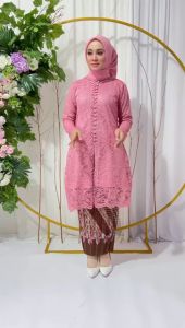 KEBAYA BRUKAT TUNIK KANCING SERIBU/ SETELAN BRUKAT TUNIK KANCING SEIRBU /SET KEBAYA BRUKAT MODERN/