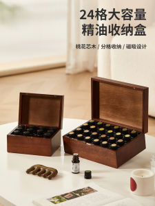 Wooden Essential Oil Storage Box Display Tray Real Wood Essential Oil Bottle Organizer Desktop Storage Box Vintage Style