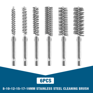 6/12Pcs Stainless Steel Wire BrushDrilling Cleaning Brush Set 1/4 Inch Hexagonal Handle Grinding Polishing Rust Removal Tools