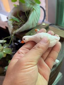 Mini White Duck Ornament - Garden Decoration Aquarium Bonsai Pot Artificial Scenery & Mini Garden Suitable For Garden Fish Pond & Indoor Decoration