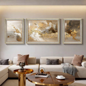 YASISHA | Modern American Style Luxury Abstract Art Background Wall Triple Panel Painting