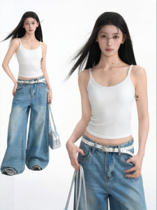 BAIDAIFEI | Lace U-Neck Sleeveless Padded Tank Top