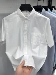 เสื้อเชิ้ตแขนสั้นผ้าฝ้ายแท้ Tommie สำหรับผู้ชาย ฤดูร้อน บาง แฟชั่นธุรกิจ ลำลอง ระบายอากาศได้ดี เสื้อเชิ้ตกลางวัย