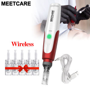 MEETCARE Derma Pen with 5 Speed Adjust Wireless Microneedle or Bayonet Cartridge Needle Beauty Microneedling Skin Care Tool