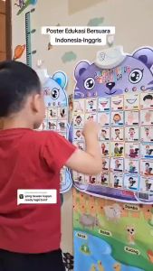 Bermain Sambil belajar / Poster Edukasi Suara Bahasa Indonesia / Poster Dinding Gantung Bunyi Belajar Anak